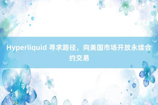 Hyperliquid 寻求路径，向美国市场开放永续合约交易