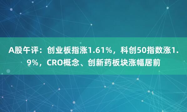 A股午评：创业板指涨1.61%，科创50指数涨1.9%，CRO概念、创新药板块涨幅居前