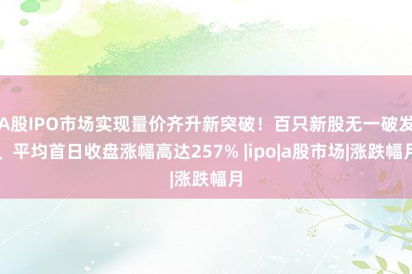 A股IPO市场实现量价齐升新突破！百只新股无一破发、平均首日收盘涨幅高达257% |ipo|a股市场|涨跌幅月