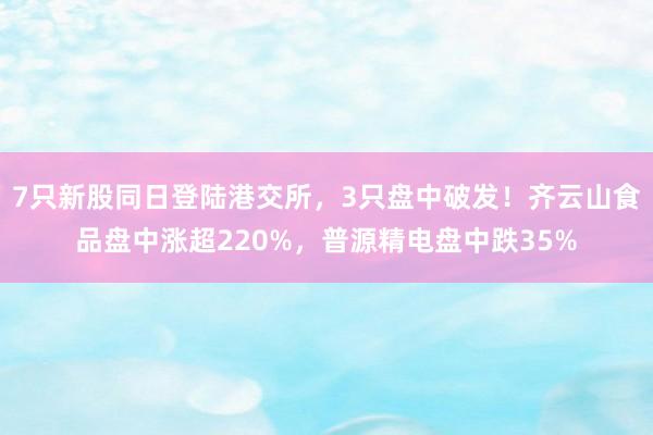 7只新股同日登陆港交所，3只盘中破发！齐云山食品盘中涨超220%，普源精电盘中跌35%