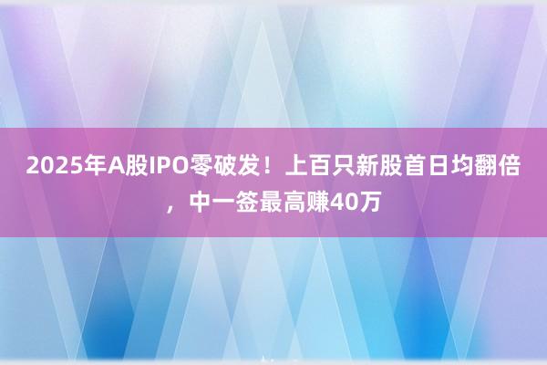 2025年A股IPO零破发！上百只新股首日均翻倍，中一签最高赚40万