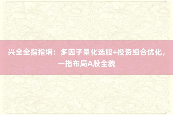 兴全全指指增：多因子量化选股+投资组合优化，一指布局A股全貌
