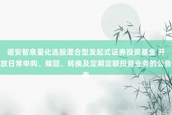 诺安智泉量化选股混合型发起式证券投资基金 开放日常申购、赎回、转换及定期定额投资业务的公告