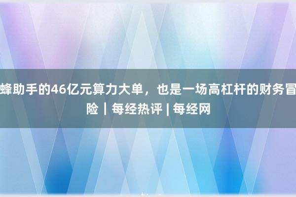蜂助手的46亿元算力大单，也是一场高杠杆的财务冒险｜每经热评 | 每经网