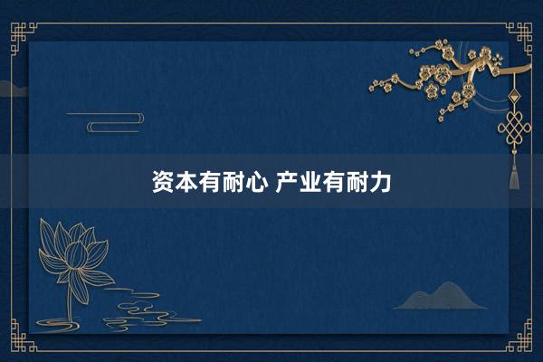 资本有耐心 产业有耐力