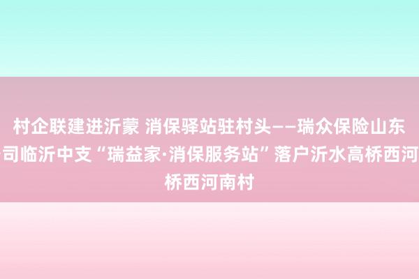 村企联建进沂蒙 消保驿站驻村头——瑞众保险山东分公司临沂中支“瑞益家·消保服务站”落户沂水高桥西河南村