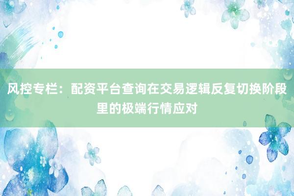 风控专栏：配资平台查询在交易逻辑反复切换阶段里的极端行情应对