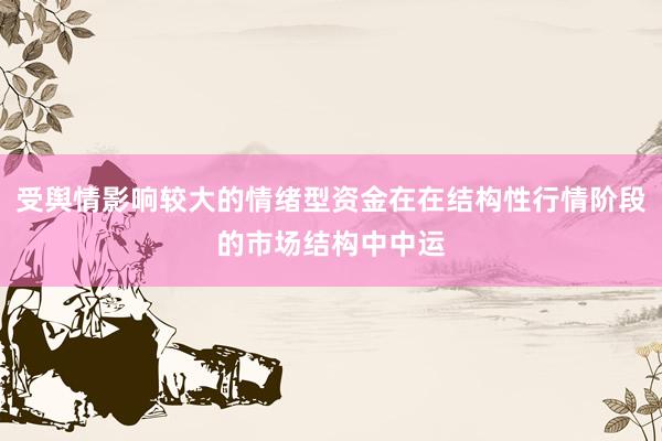 受舆情影响较大的情绪型资金在在结构性行情阶段的市场结构中中运