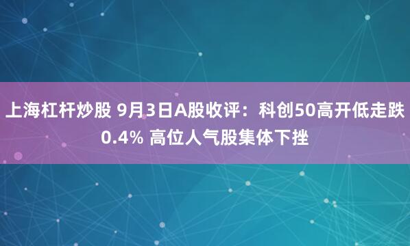 上海杠杆炒股 9月3日A股收评：科创50高开低走跌0.4% 高位人气股集体下挫