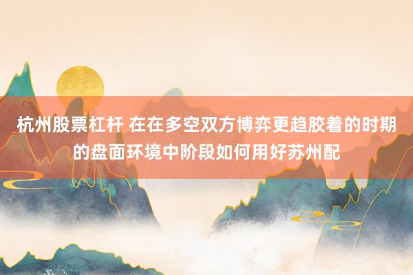 杭州股票杠杆 在在多空双方博弈更趋胶着的时期的盘面环境中阶段如何用好苏州配