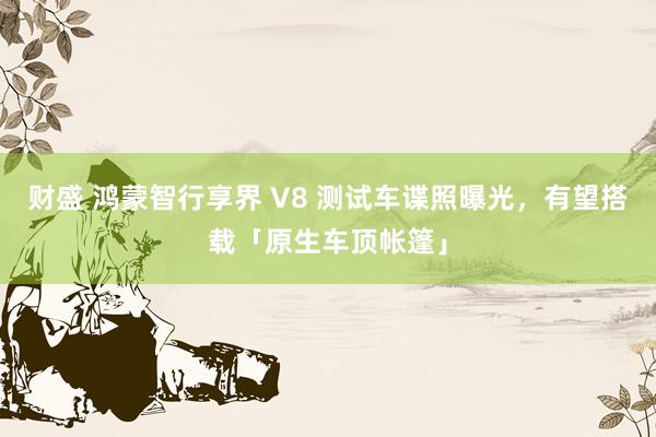 财盛 鸿蒙智行享界 V8 测试车谍照曝光，有望搭载「原生车顶帐篷」
