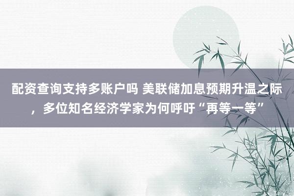 配资查询支持多账户吗 美联储加息预期升温之际，多位知名经济学家为何呼吁“再等一等”