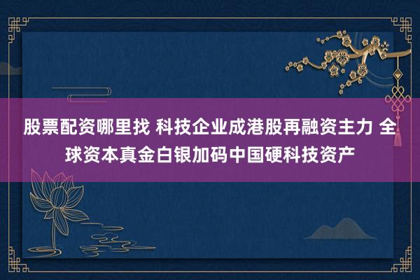 股票配资哪里找 科技企业成港股再融资主力 全球资本真金白银加码中国硬科技资产
